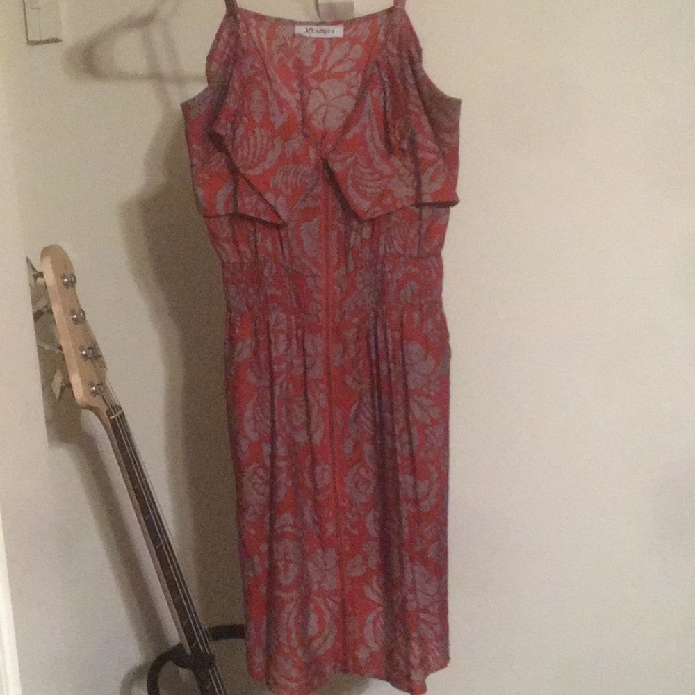 Red and grey short dress